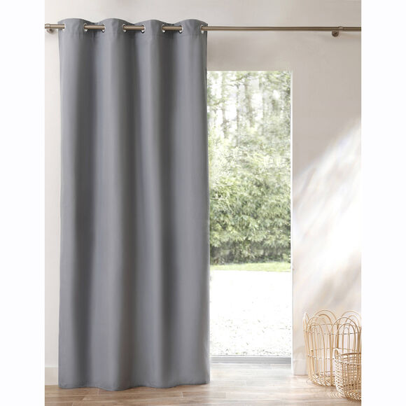 Rideau isolant uni envers polaire finition oeillets (gris perle) Rideau isolant uni envers polaire finition oeillets (gris perle)